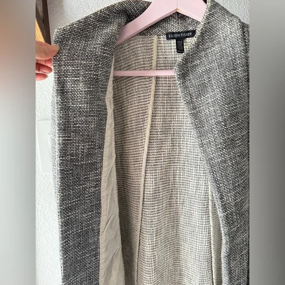 Eileen Fisher Coat Womens Medium Gray Knit Long Length Cotton Capsule Minimalist - Picture 4 of 13